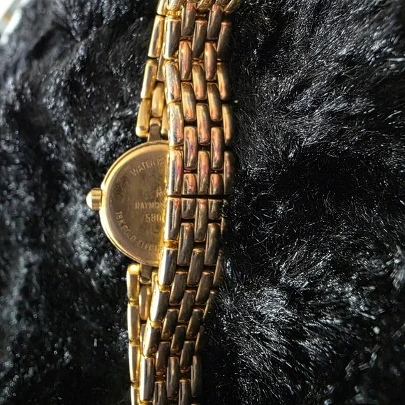 Vintage Raymond Weil Watch Women 18k Gold Plated Black Dial Panther link 5806-2 Exc+5] Raymond Weil Geneve 5806-2 Watch Quartz Gold Black  main image 2